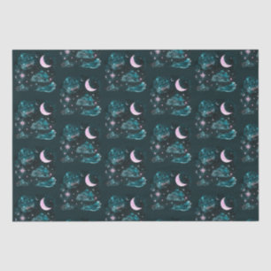 Papel De Seda Creciente Rosa Estrellas de Luna Celestial Azul Ha