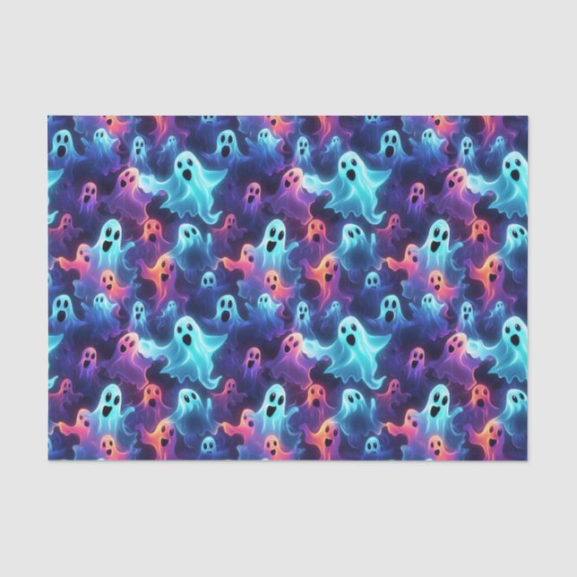 Papel De Seda Creepe Fantasma Azul Rojo Morado Halloween (Anverso)