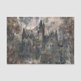 Papel De Seda Creepy Mansion Spooky Bat Halloween Moon Decoupage
