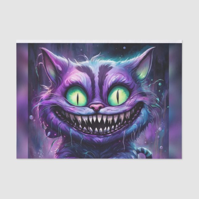 Papel De Seda Creepy Scary Halloween Cheshire Cat Decoupage (Anverso)