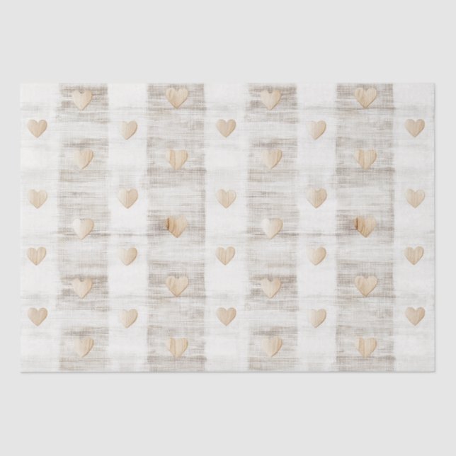 Papel De Seda Crema Blanco Beige  Boho Corazones Despedida de So (Anverso)