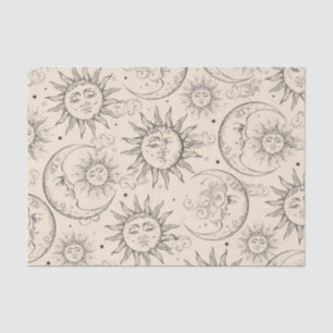 Papel De Seda Crema de Marfil Magia Vintage Sol Celestial Luna E