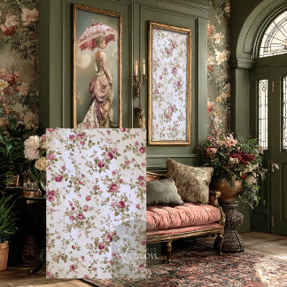 Papel De Seda Crema de Rosa de Damasco Rosa Floral Vintage Ramo