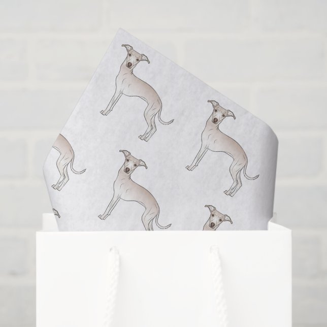 Papel De Seda Crema Italiana Greyhound Cute Dibujo Patrón Perro (Bolsa de regalo)