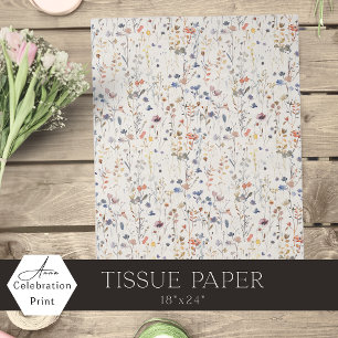 Papel De Seda Crema Marfil Boho Aquarela Flor Silvestre