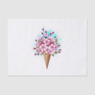 Papel De Seda Crema rosa de hielo Sakura Waffle Cone