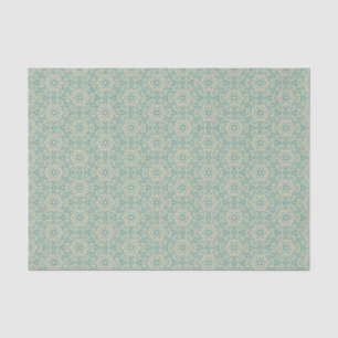 Papel De Seda Crema Turquesa Lace Bloom Prairie Moderno Filigree