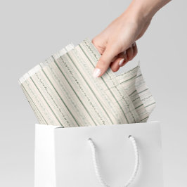 Papel De Seda Crema vintage a rayas florales, azul y verde