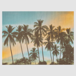 Papel De Seda Crepúsculo Tropical: Silueta de Palma de Coco