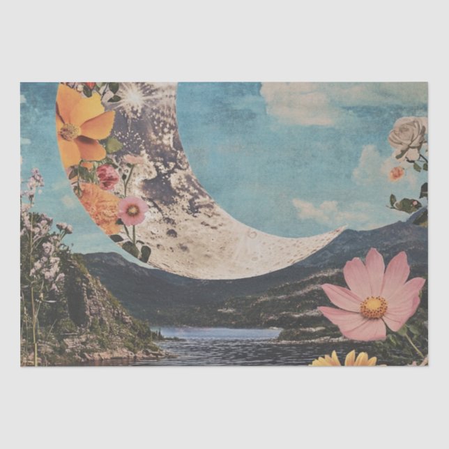 Papel De Seda Crescent Moon Over Serene Landscape (Anverso)