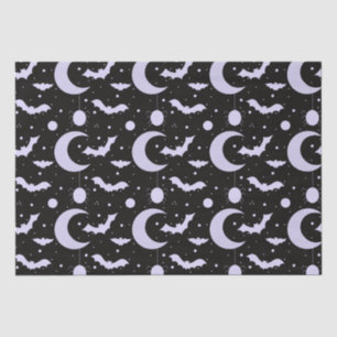 Papel De Seda Crescent Moons, Spiders y Bats Black Halloween