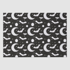 Papel De Seda Crescent Moons, Spiders y Bats Black Halloween