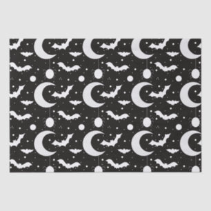 Papel De Seda Crescent Moons, Spiders y Bats Black Halloween