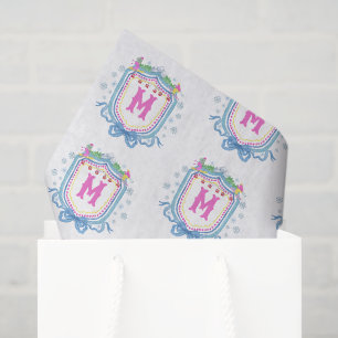 Papel De Seda Crest de monograma de esquí chic acuarela