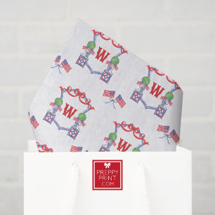 Papel De Seda Crest Monograma de Topiaria de Bandera Americana P