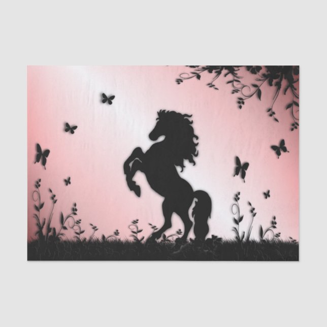 Papel De Seda Criando rosa de Stallion negro (Anverso)