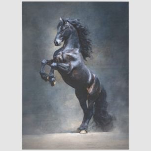 Papel De Seda Crianza de decoupage Caballo Negro
