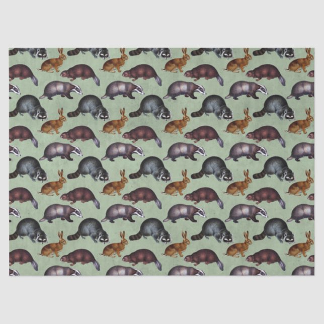 Papel De Seda Criaturas de los bosques en el desembarco verde (Anverso)