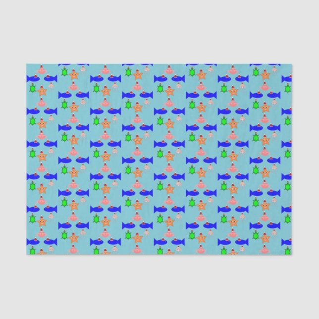 Papel De Seda Criaturas marinas de los navidades (Anverso)