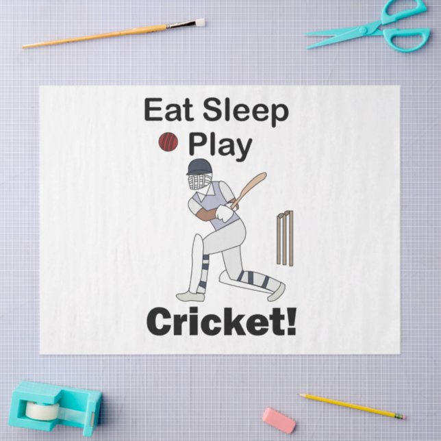Papel De Seda Cricket Sports Eat Sleep Play Cricket (Artesanía)