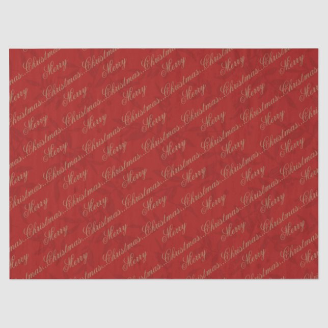 Papel De Seda Crimson "Merry Christmas" Gold Script (Anverso)