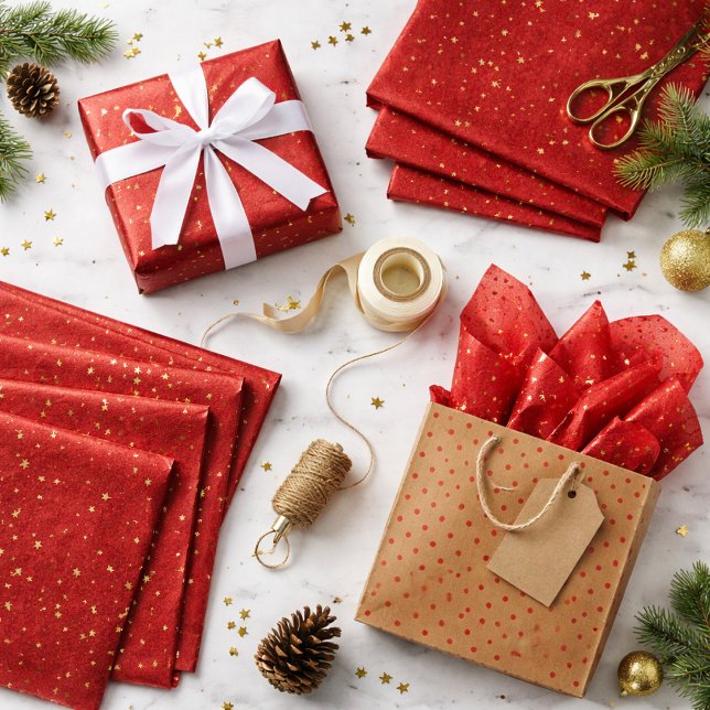 Papel De Seda Crimson Nightfall Gold Star Illustration (Subido por el creador)