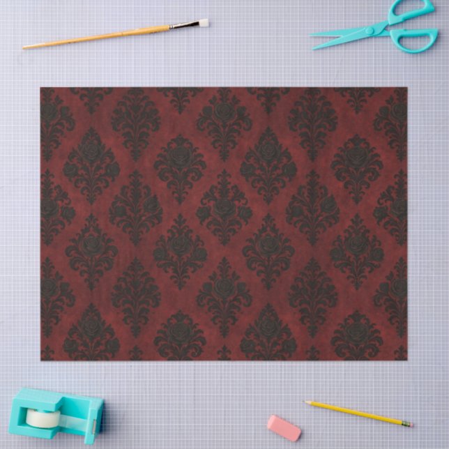Papel De Seda Crimson Nocturne Bloom Victorian (Artesanía)