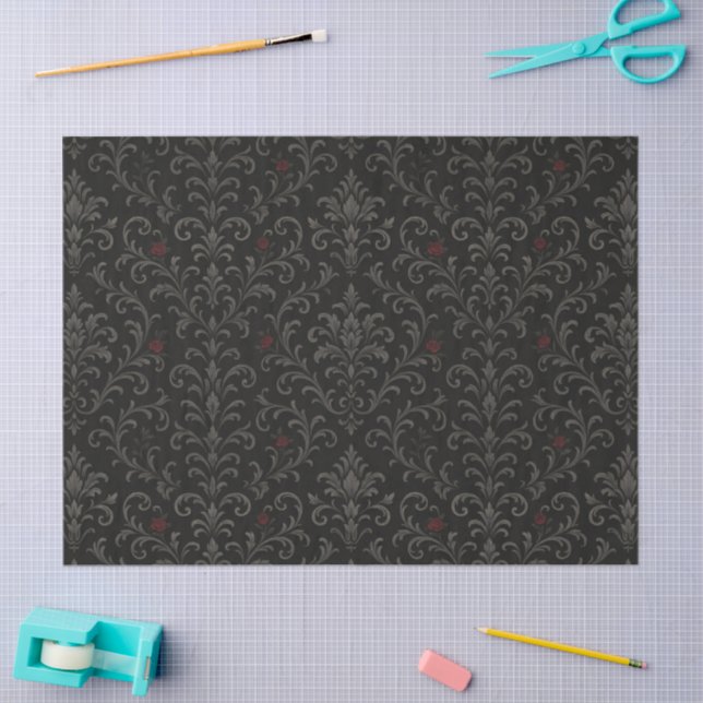 Papel De Seda Crimson Nocturne Bloom Victorian (Artesanía)