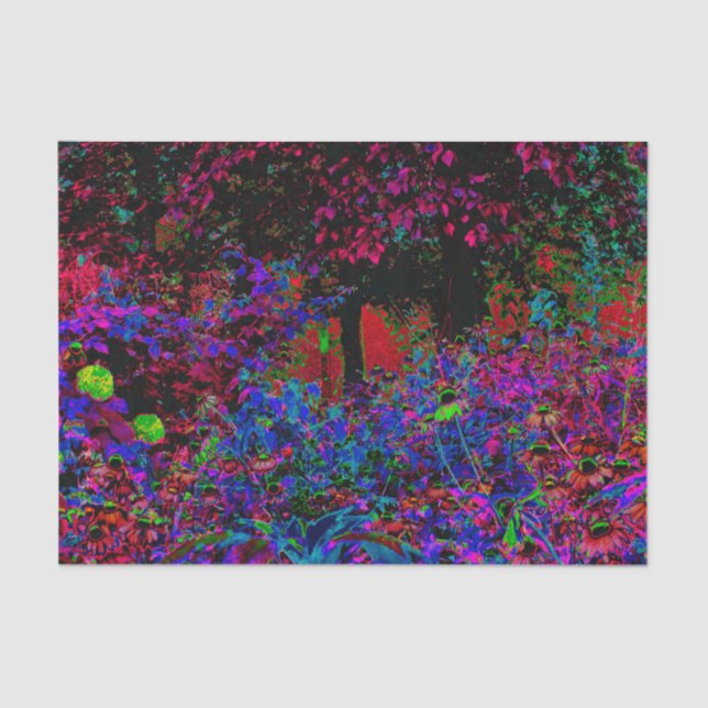 Papel De Seda Crimson Psicodélico Rojo y Amanecer del Jardín Neg (Anverso)