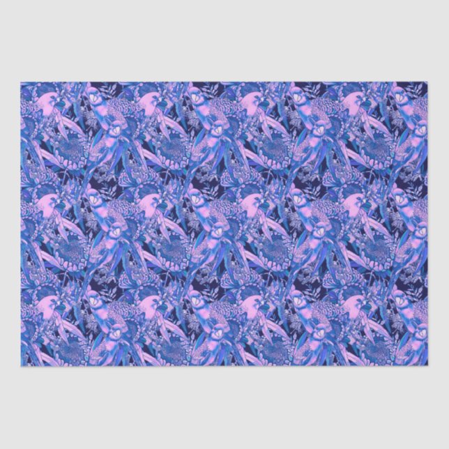 Papel De Seda Crimson Rosella Azul tropical (Anverso)