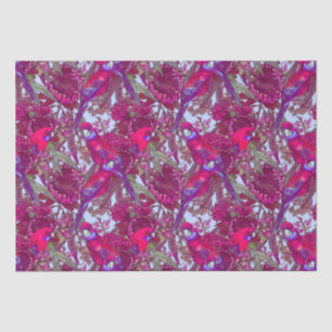 Papel De Seda Crimson Rosella y el patrón de las flores silvestr
