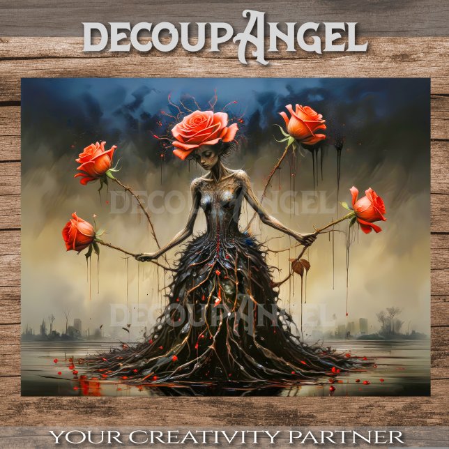 Papel De Seda Crimson Roses Rising Decoupage (Subido por el creador)