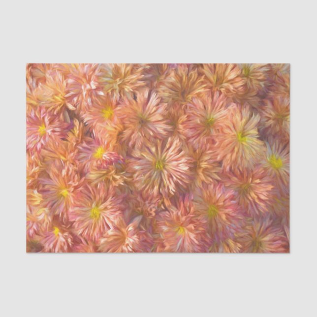Papel De Seda Crisantemo Amarillo Rosa Floral Decoupage Bonito (Anverso)