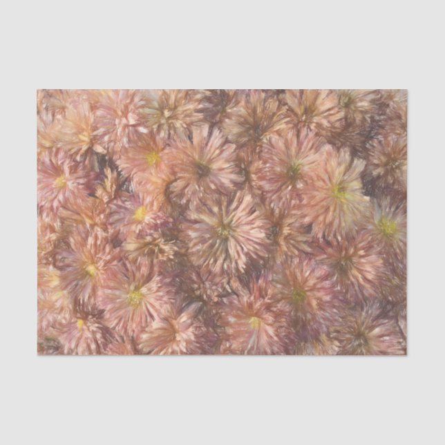 Papel De Seda Crisantemo Floral Chic Rosa Pastel Decoupage (Anverso)