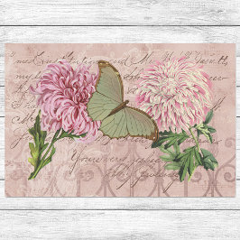 Papel De Seda Crisantemo rosa vintage Luna Moth Ephemera