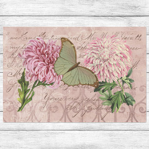 Papel De Seda Crisantemo rosa vintage Luna Moth Ephemera