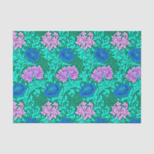 Papel De Seda Crisantemos, aguamarina y violeta de William