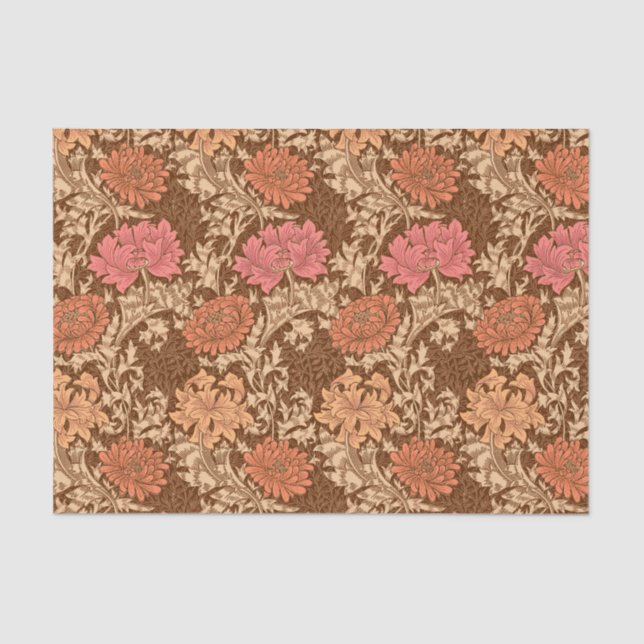 Papel De Seda Crisantemos, Brown y moho de William Morris (Anverso)