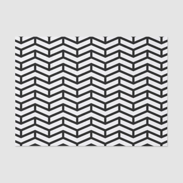 Papel De Seda Crisp Sharp Flechas opuestas Chevron Blanco Negro (Anverso)