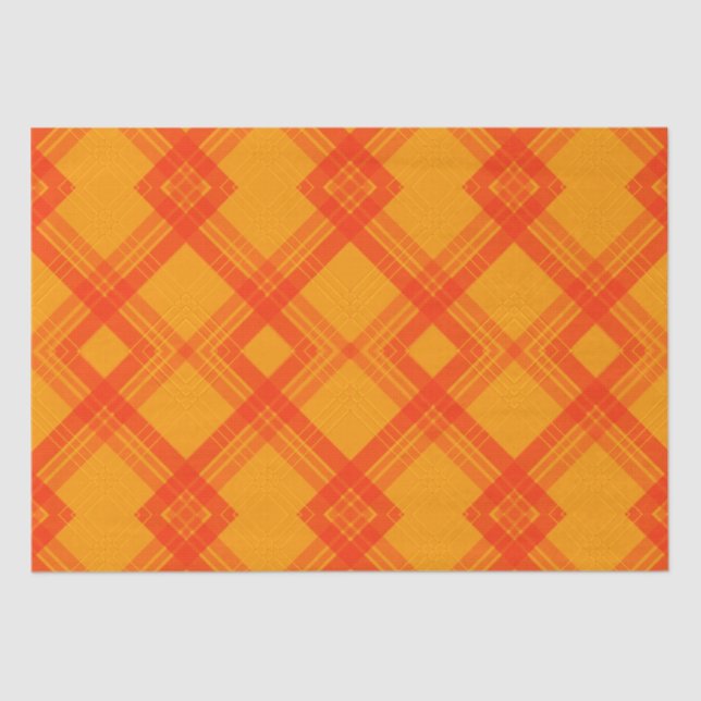 Papel De Seda Crisscrossed Happy Red & Yellow/Naranja Checks Sho (Anverso)