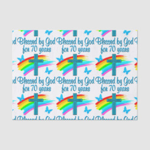 PAPEL DE SEDA CRISTIANO 70º CUMPLEAÑOS CRUZ Y RAINBOWS