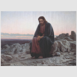 Papel De Seda Cristo en el salvaje, Ivan Kramskoi