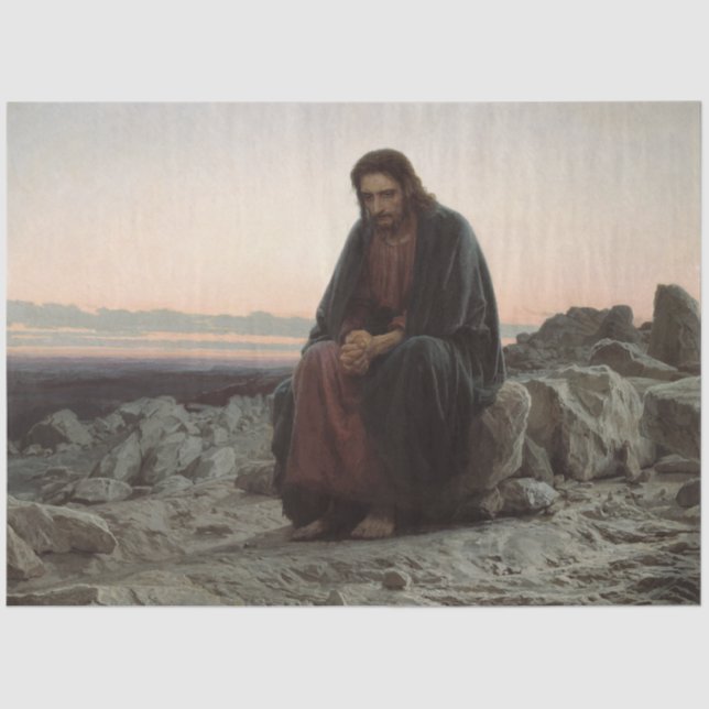Papel De Seda Cristo en el salvaje (por Ivan Kramskoi) (Anverso)