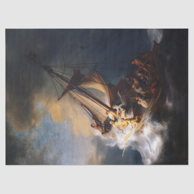 Papel De Seda Cristo en la tormenta en el mar de Galilea (Anverso)