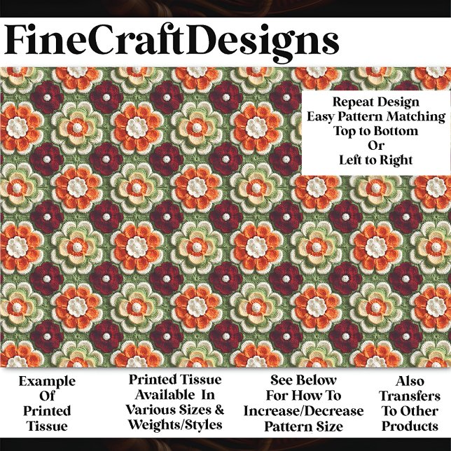 Papel De Seda Crochet Knit Granny Square Pattern BP1 Decoupage (Subido por el creador)