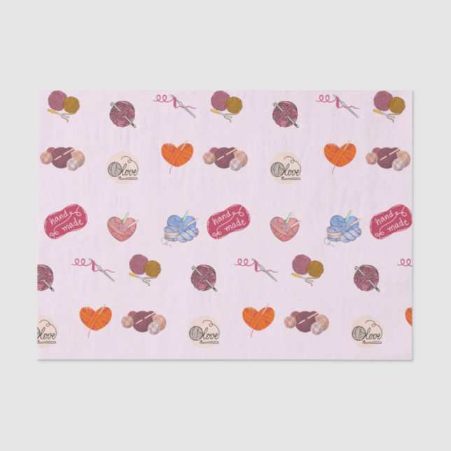 Papel De Seda Crochet Lover Yarn Balls y Crochet Hooks (Anverso)