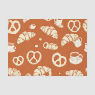 Papel De Seda Croissants y Pretzels de Panadería Rústica Dibujad