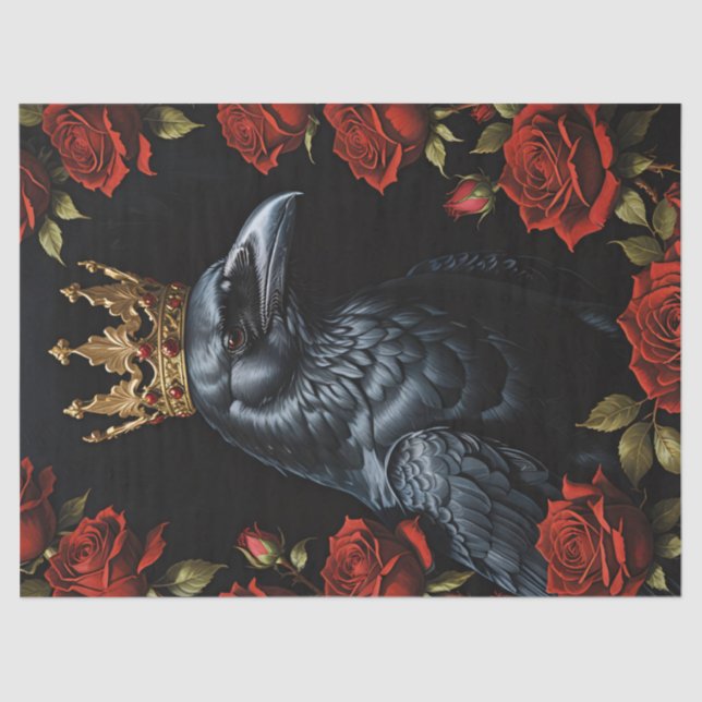 Papel De Seda Crow Gold Crown Red Roses Decoup (Anverso)
