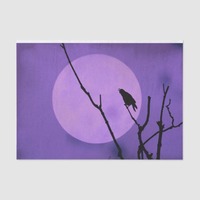 Papel De Seda Crow Silhouette Lavender Purple Moon (Anverso)