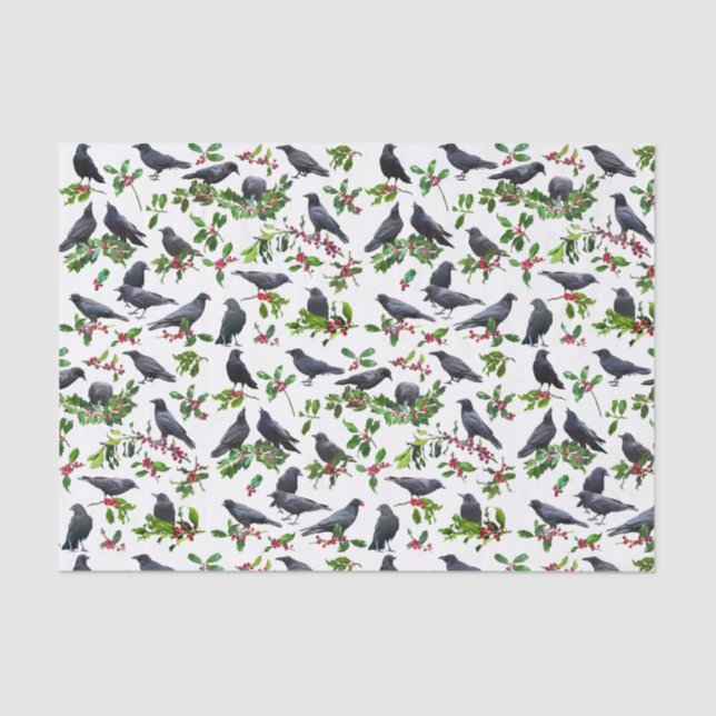 Papel De Seda Crows Holly Tissue Paper (Anverso)